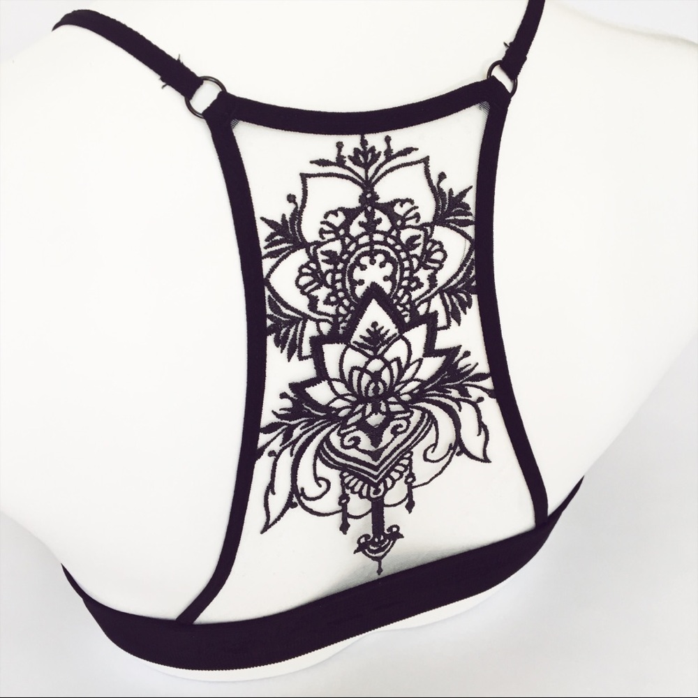 RESTOCKED 🔥 Sheer Mesh Floral Racerback Bralette - Picture 4 of 6